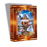 Новогодняя коробка (металлизированный картон) "Книга со снеговиком" №27-53