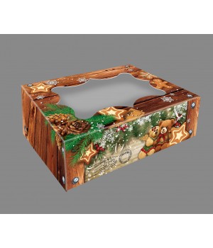 Новорічна коробка "Скриня дерев'яна з віконцем" 26-52