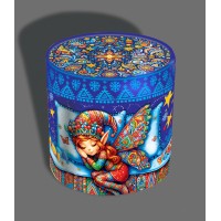 Новогодняя подарочная коробка  (металізований картон) Тубус "Эльф" 26-23