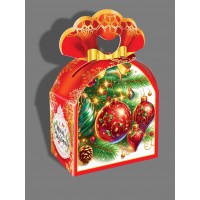 Новорічна коробка "Червона з кулями" 27-88