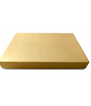 Коробка кришка-дно 50*35*7 см золото льон блеск+дно біле
