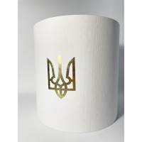 Круглая коробка 20*20 без крышки біла з тризубом