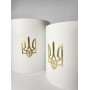 Кругла коробка 15*17 см без кришки біла з гербом України