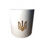 Кругла коробка 15*17 см без кришки біла з гербом України
