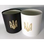Кругла коробка 20*20 см без кришки біла з гербом