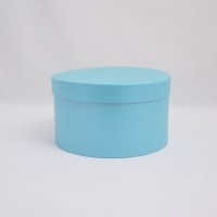 Кругла коробка 22*12,5 см з кришкою блакитний льон з блиском