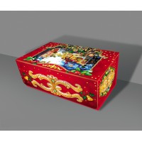 Новогодняя коробка из металлизированного картона "Красная шкатулка" 26-58