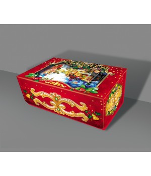 Новогодняя коробка из металлизированного картона "Красная шкатулка" 26-58