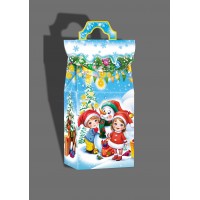 Новогодняя коробка "Голубой дом с детьми" 26-99*1