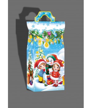 Новогодняя коробка "Голубой дом с детьми" 26-99*1