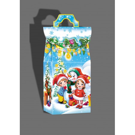 Новорічна коробка "Блакитний будинок з дітками" 26-99*1