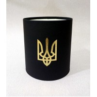 Круглая коробка 15*17 см без кришки чорна з Гербом України