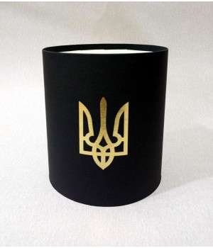 Круглая коробка 15*17 см без кришки чорна з Гербом України